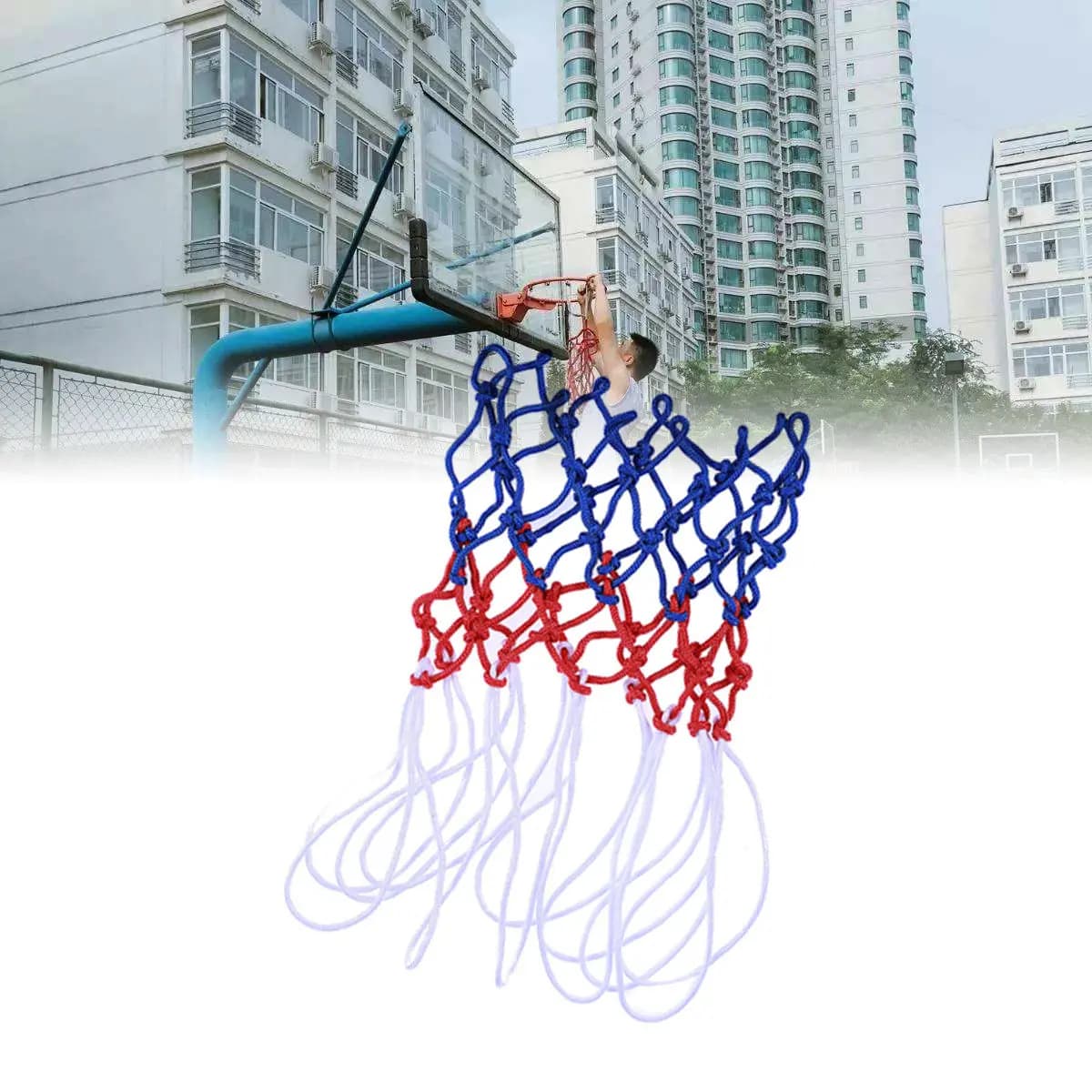 2Pcs Basketball Net Strong Braided Multicolor Red Blue Weather Resistant Long Life Indoor Outdoor Official Size