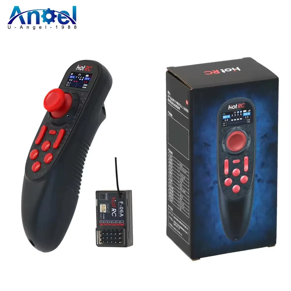 HOTRC DS-650 6CH 2.4G Sistema Radio Trasmettitore Schermo a Colori Telecomando con Ricevitore F-06A per RC Barca Modello di Auto DS600