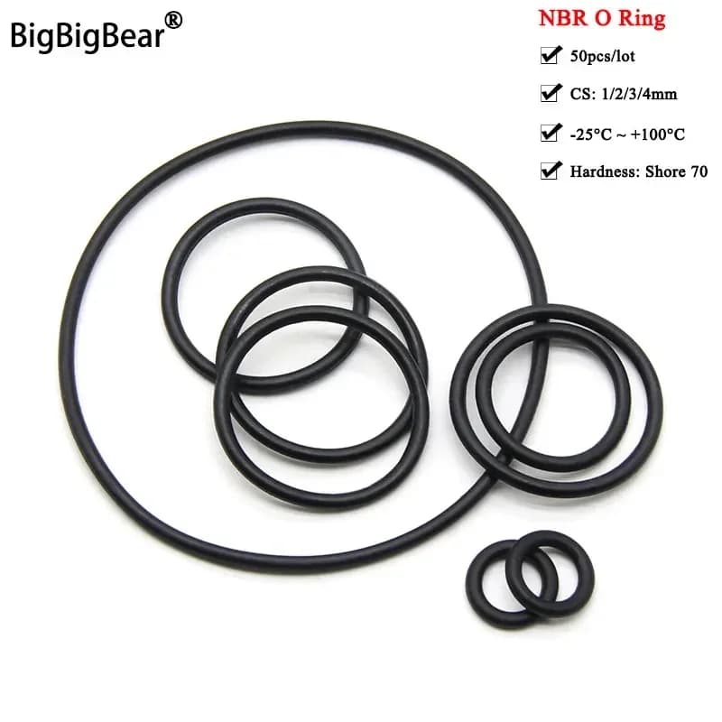 50 pz NBR O Ring Guarnizione di Tenuta Spessore OD 3 ~ 80mm CS 1 2 3 4mm Resistenza All'olio Rondella di Forma Rotonda Nitrile Butadiene Gomma Spacer