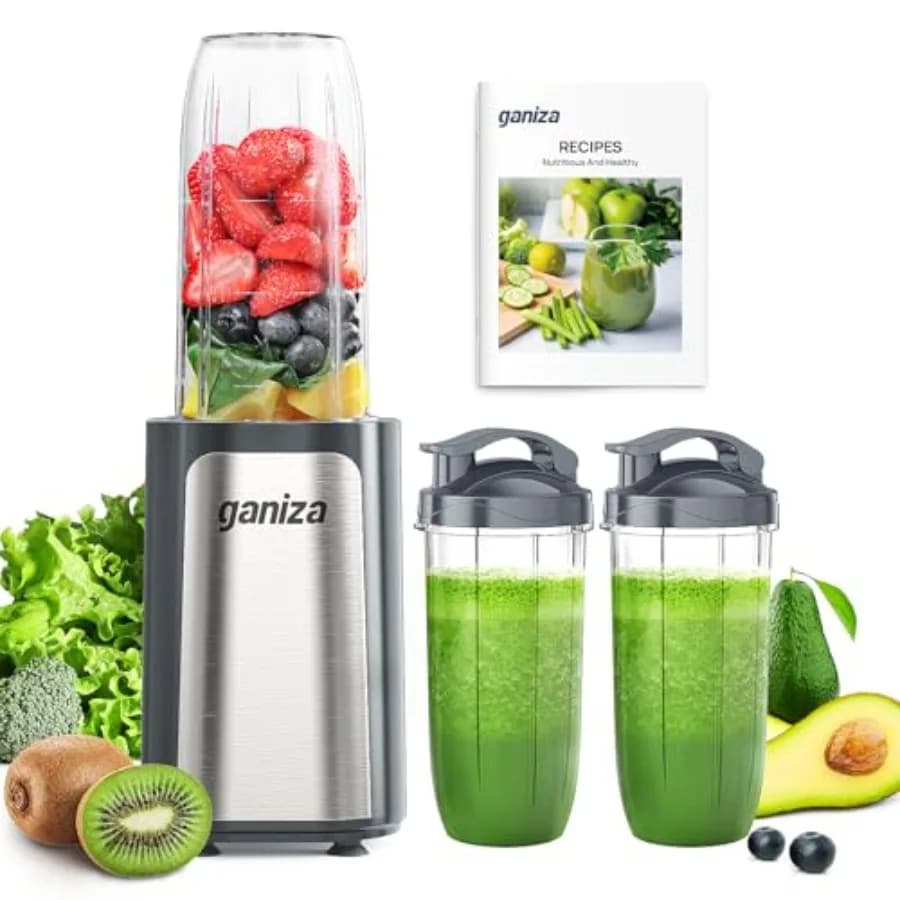 Frullatori per Smoothie, Frullatore Personale da 14 Pezzi per Frullati e Smoothie da Cucina con 3 Bicchieri Portatili da 1x24oz e 2x17oz, S