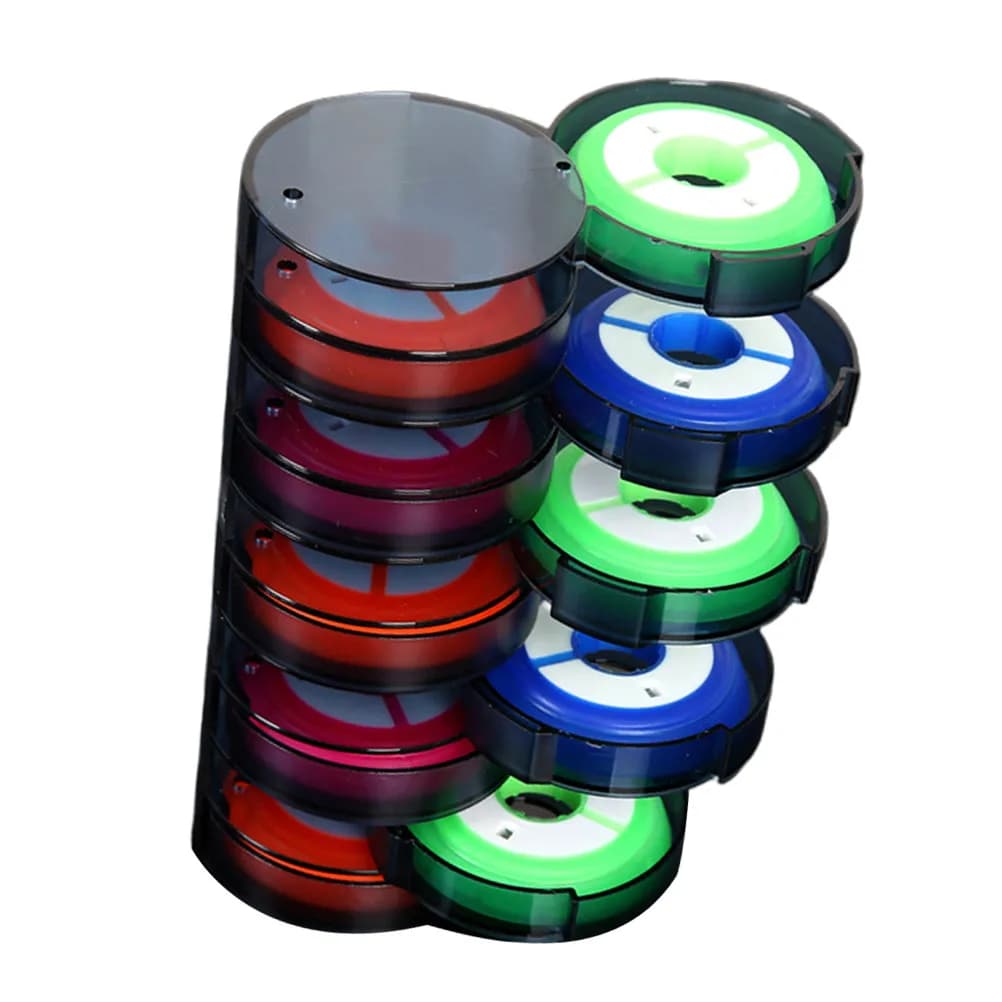 10 pz. Bobine Rotanti Arcobaleno Grandi in Silicone per Filo da Pesca, Bobine Leggere per Organizzazione Attrezzatura da Pesca e Ganci