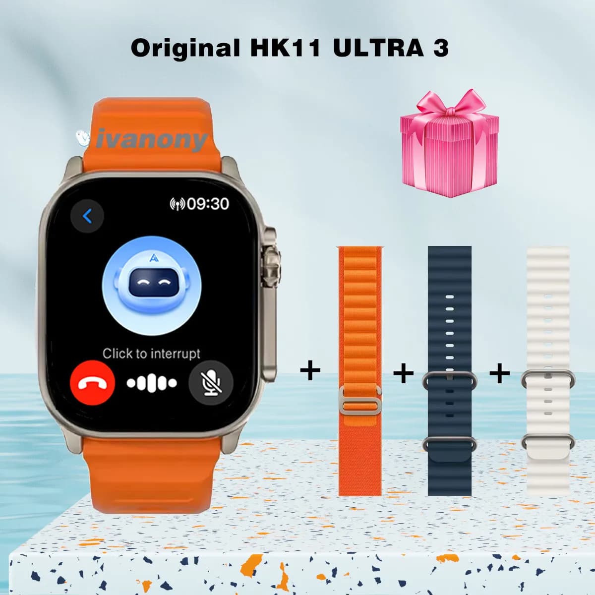 Original HK11 ULTRA3 Smart Watch Support TWS Headset Connect Network Share AI Robot Connection Get AMOLED Smartwatch Calls