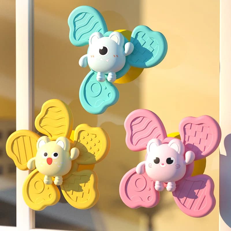 Giocattoli da bagnetto per bambini Divertente bagno Ventosa Spinner Ventosa Cartoon Sonagli Agitarsi Giocattolo educativo Montessori Bambini Ragazzo Ragazza Regalo