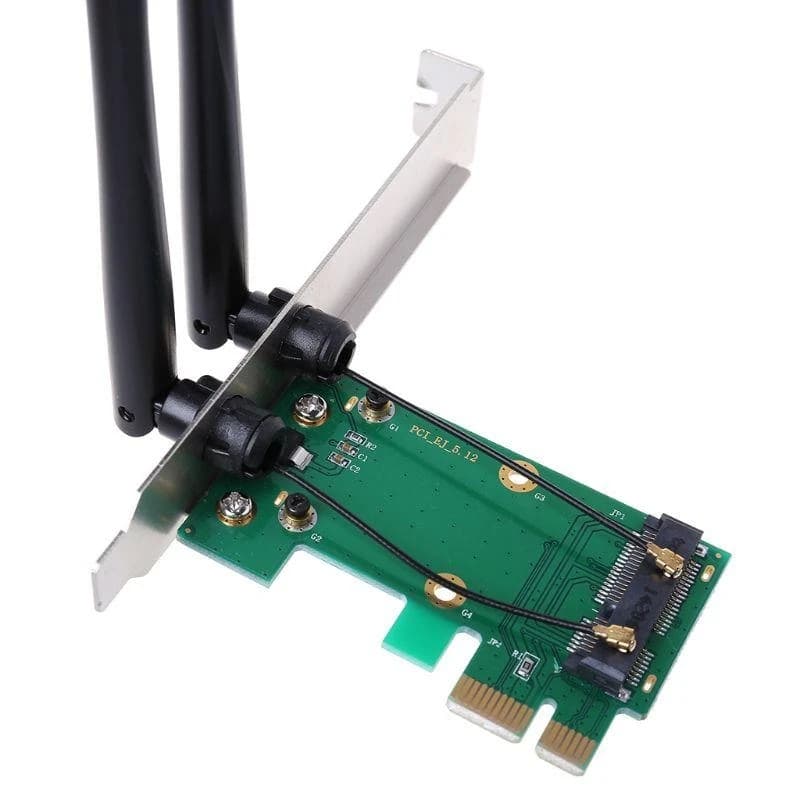 U55B Wireless Wifi Card Mini PCIE to PCI-E 1X Desktop WIFI Adapter for Computer wirh 2 Antennas