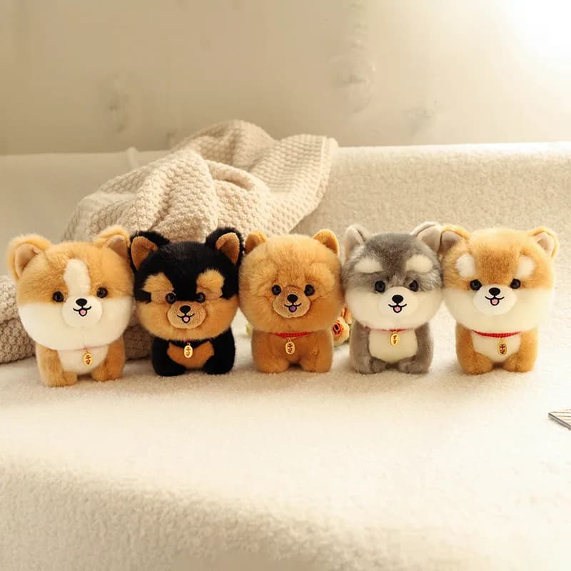 Peluche Cane Ping An, Husky, Shiba Inu, Bambola Sorridente, Regalo Creativo per Lui e Lei