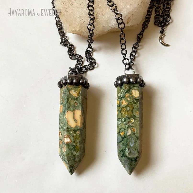 10 pezzi di diaspro massiccio punto collana di cristallo pietra preziosa torre pendolo talismano gotico strega boho festival gioielli cosplay