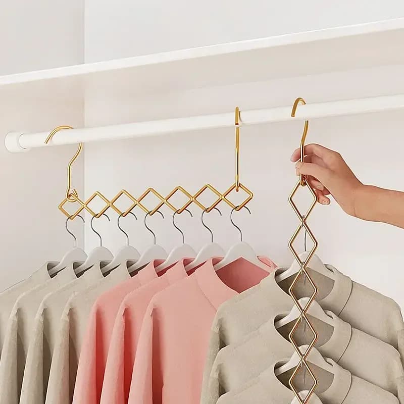 2x Appendiabiti Salvaspazio Magici, Organizzatore Pieghevole per Armadio, Rastrelliera a Cascata per Vestiti con 7 Scomparti per Pantaloni, Vestiti e Cappotti