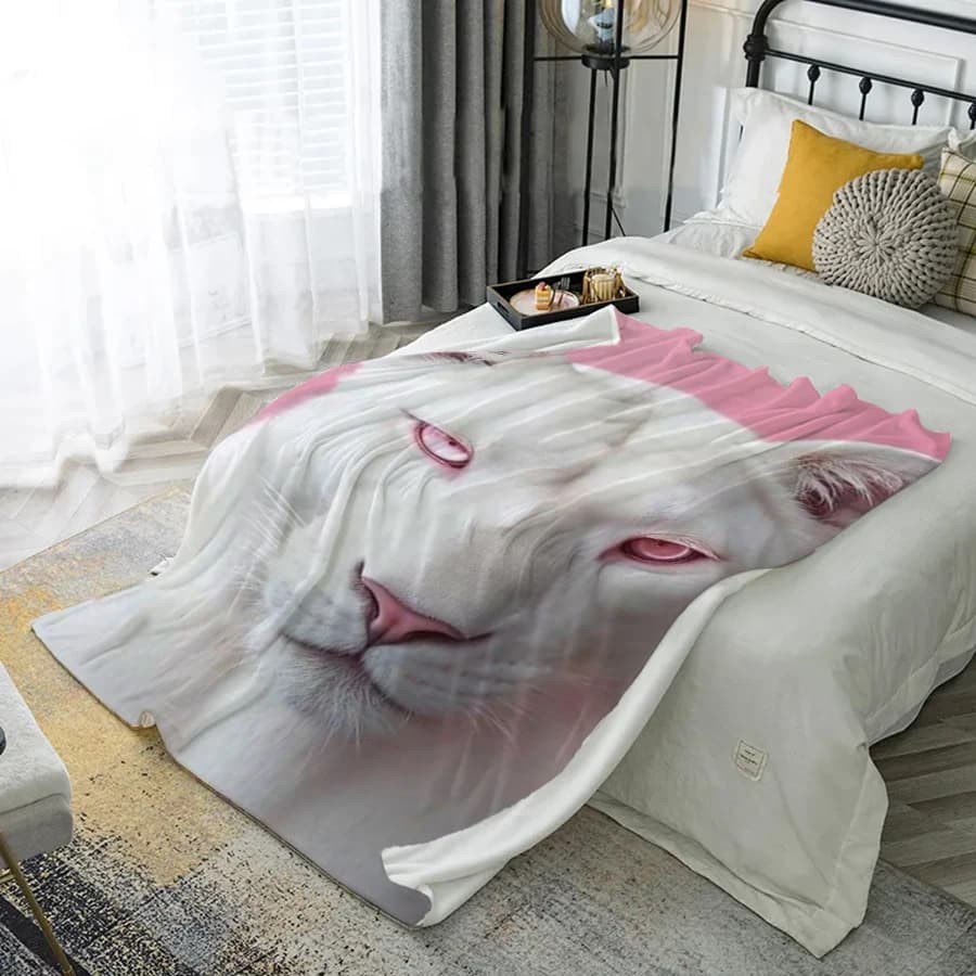 Coperta in flanella in microfibra con stampa gatto feroce, camera da letto, soggiorno, divano, decorazione domestica morbida e confortevole