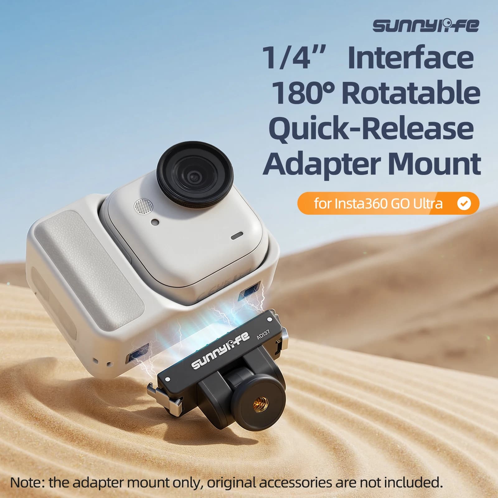 Adattatore magnetico a sgancio rapido con interfaccia da 1/4” 180 ° Supporto per selfie stick regolabile in inclinazione per accessori Insta360 Go Ultra