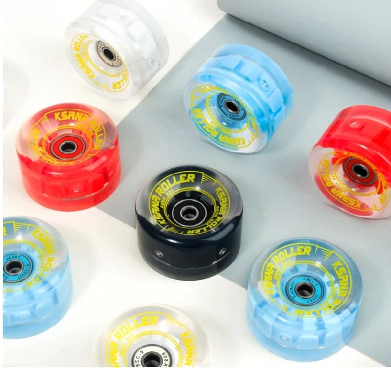 Ruote Lucide a Doppia Fila per Pattini da Ghiaccio, Ruote Luminose per Pattini a Quattro Ruote, Ruote per Tavole da Surf su Terra, Ruote per Skateboard da Strada