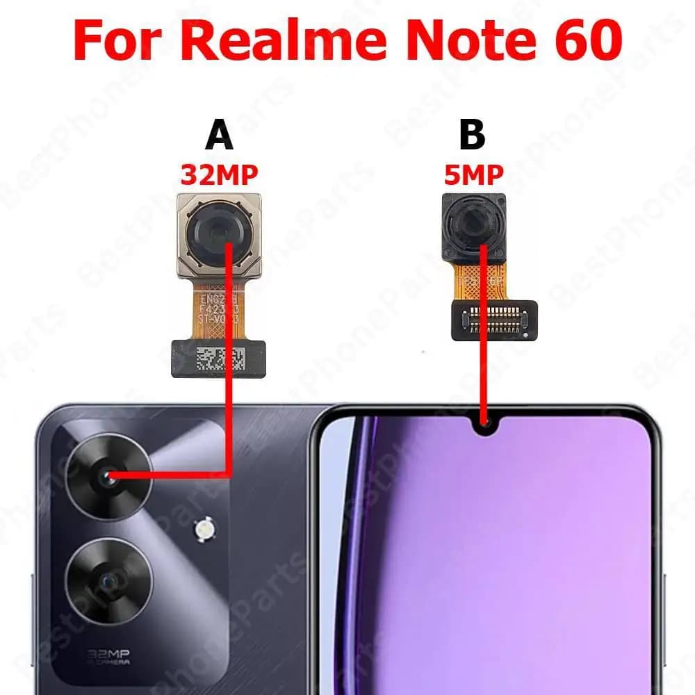 Rear Front Camera For Realme Note 60 Note60 RMX3933 Backside Facing Frontal Selfie Back Camera Module Mobile Phone Parts