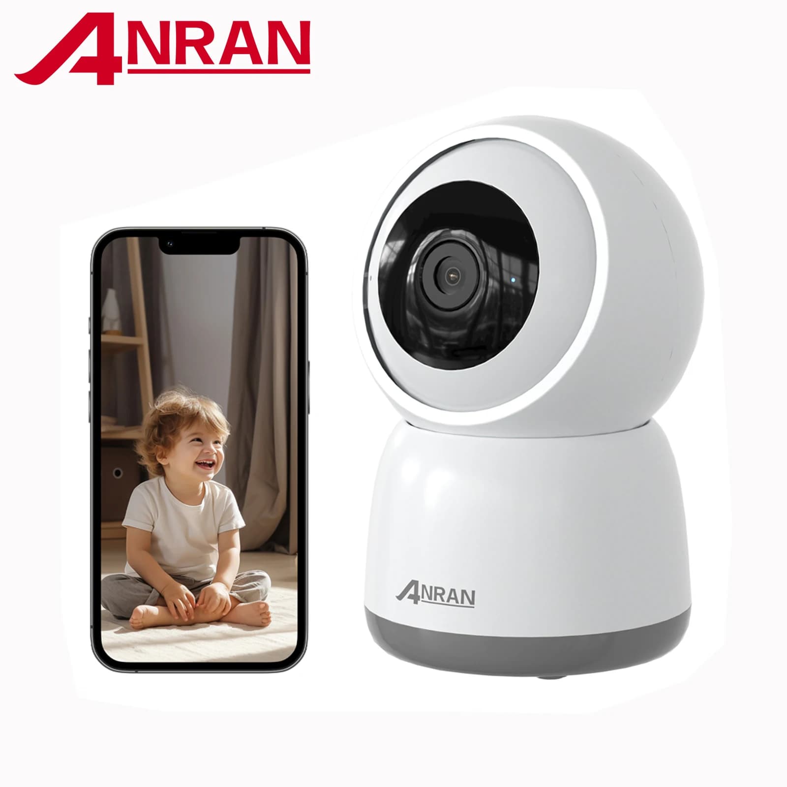 Telecamera WiFi ANRAN 5MP per Interni, Monitor per Bambini Wireless 2.4G 5G, Telecamera di Sicurezza con Rilevamento Umano, Tracciamento Automatico, Registrazione 24/7