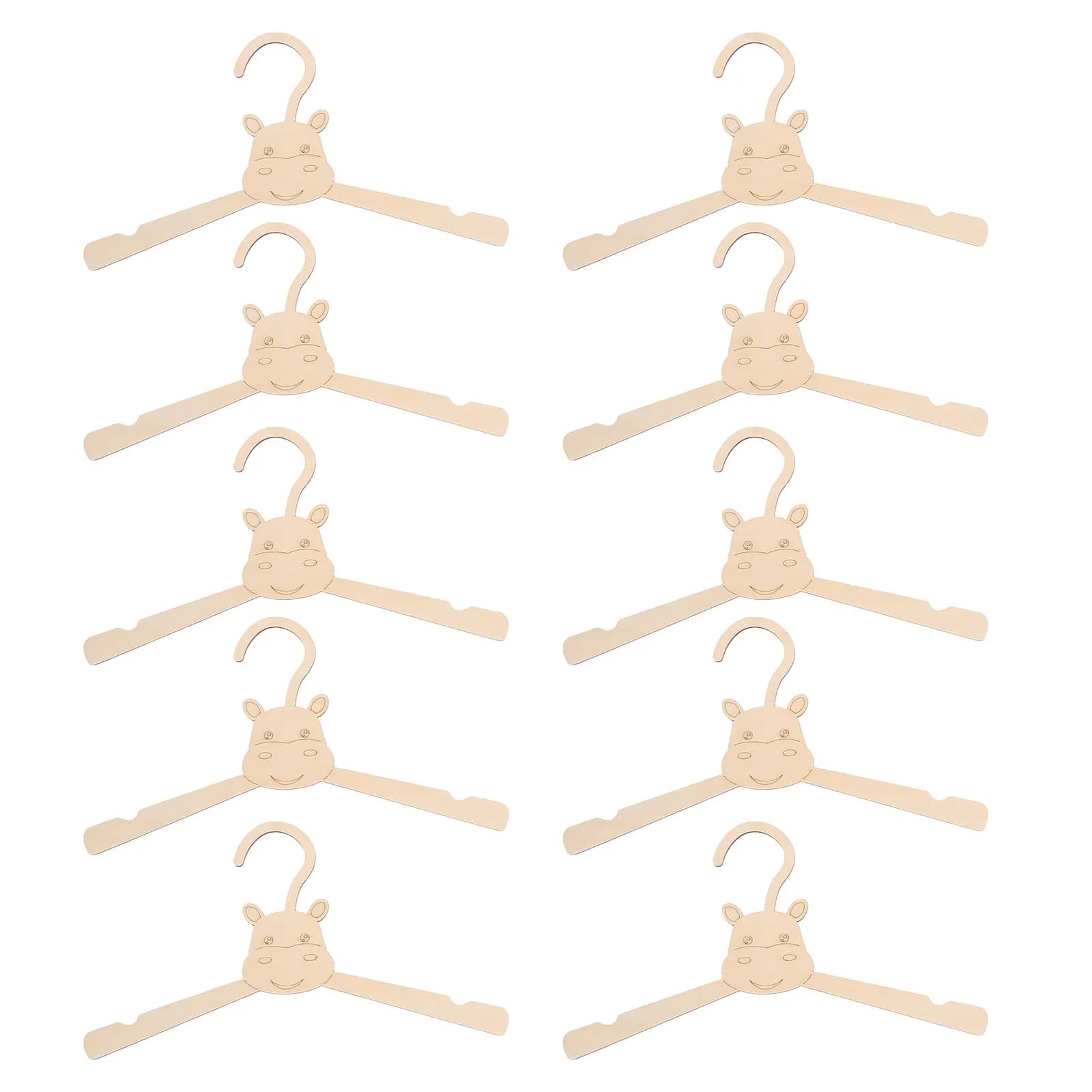 10Pcs Wooden Hangers Hippo Shape Safe Rounded Edges Nursery Clothes Organizers Cute Animal Clothes Hangers Closet