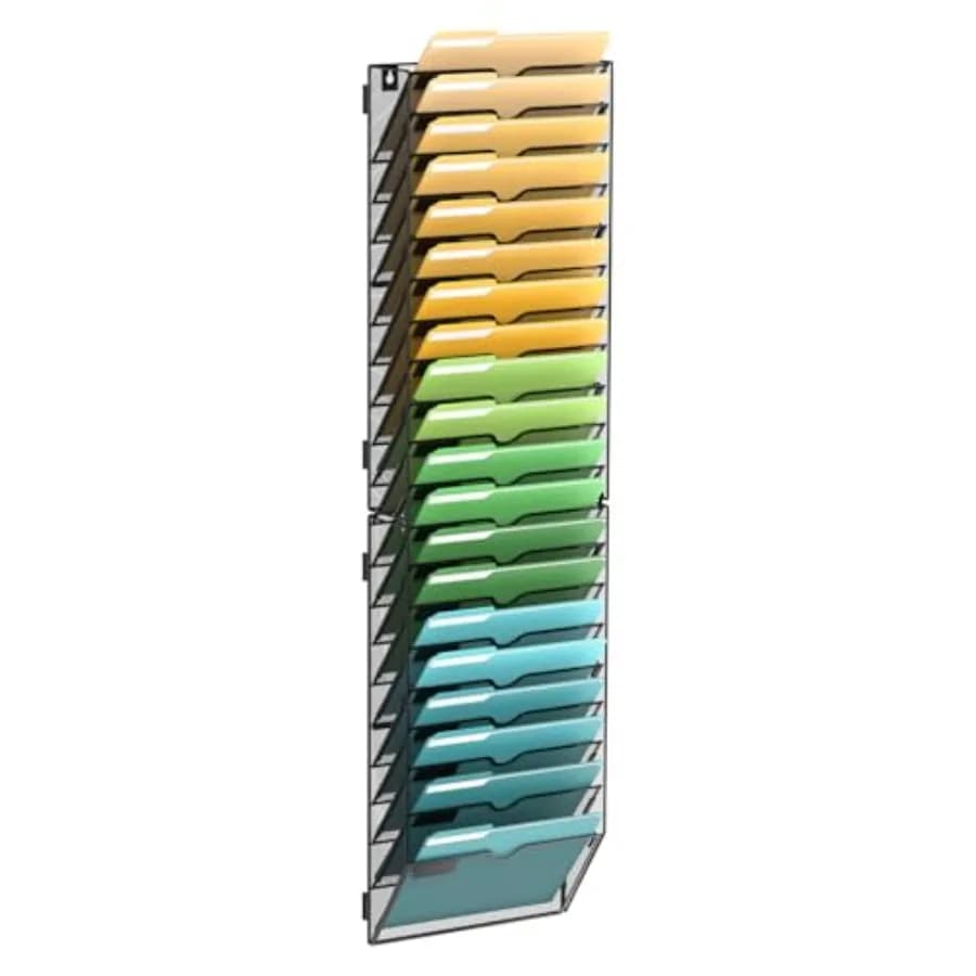 Organizzatore da Parete a 20 Livelli, Porta Documenti e Riviste in Metallo con Slot per Etichette, per Ufficio