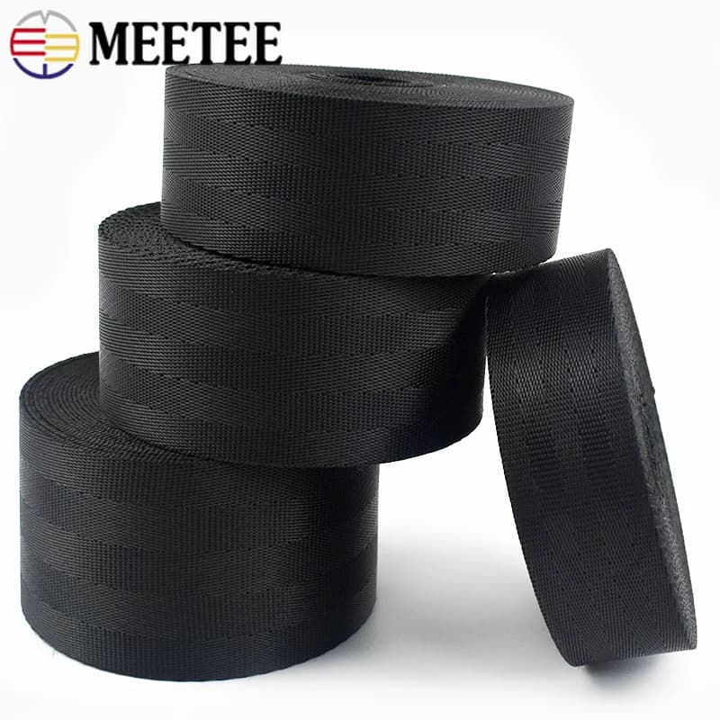 2/5/8/10M 20-50mm Black Nylon Webbing Tape for Bag Strap Seat Belt Ribbon Band Backpack Pet Collar Bias Binding Sewing Accessory