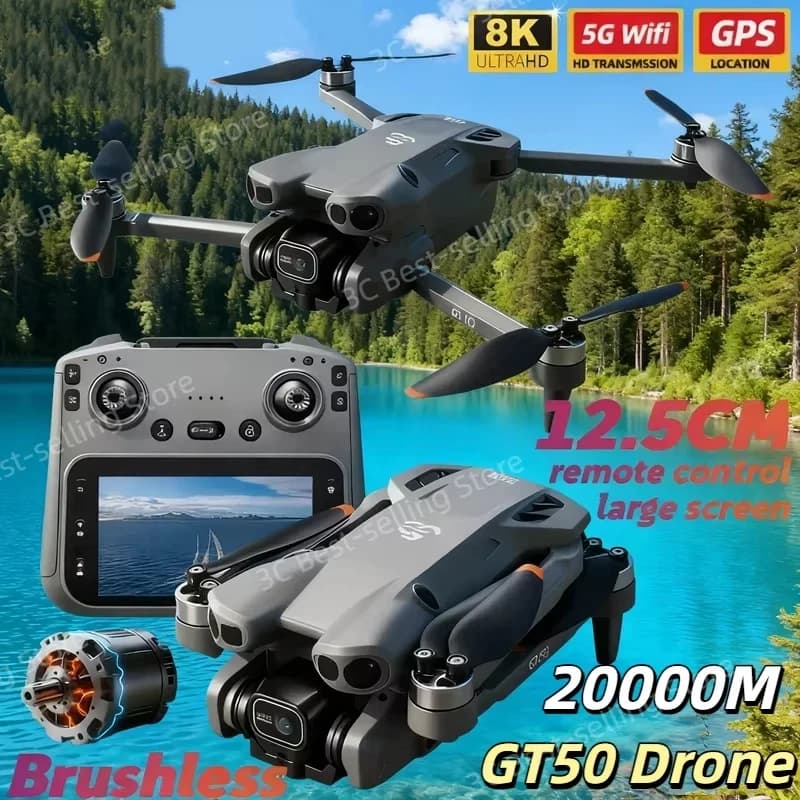Mini Drone GT50 with Double Camera 8K, Aircraft with Avoidance Obstacles, GPS Fixed, Remote Control, Square Toy 20000M 2026