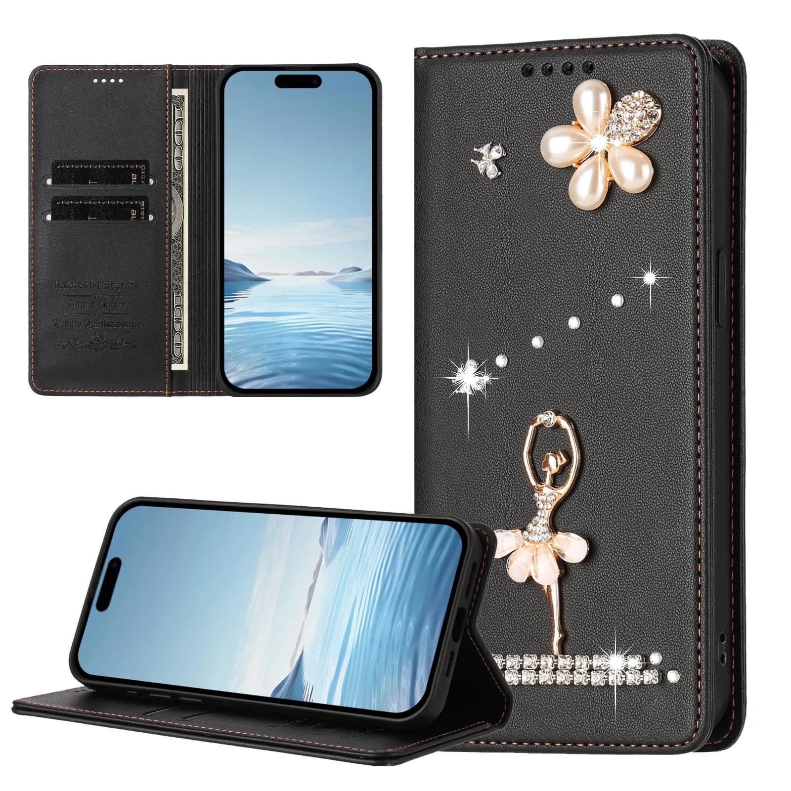 Custodia a libro in pelle con chiusura magnetica e 2 slot per carte, design Ballerina, per Xiaomi POCO X8 Pro Max X7 X6 Neo X5 X4 GT X3 NFC