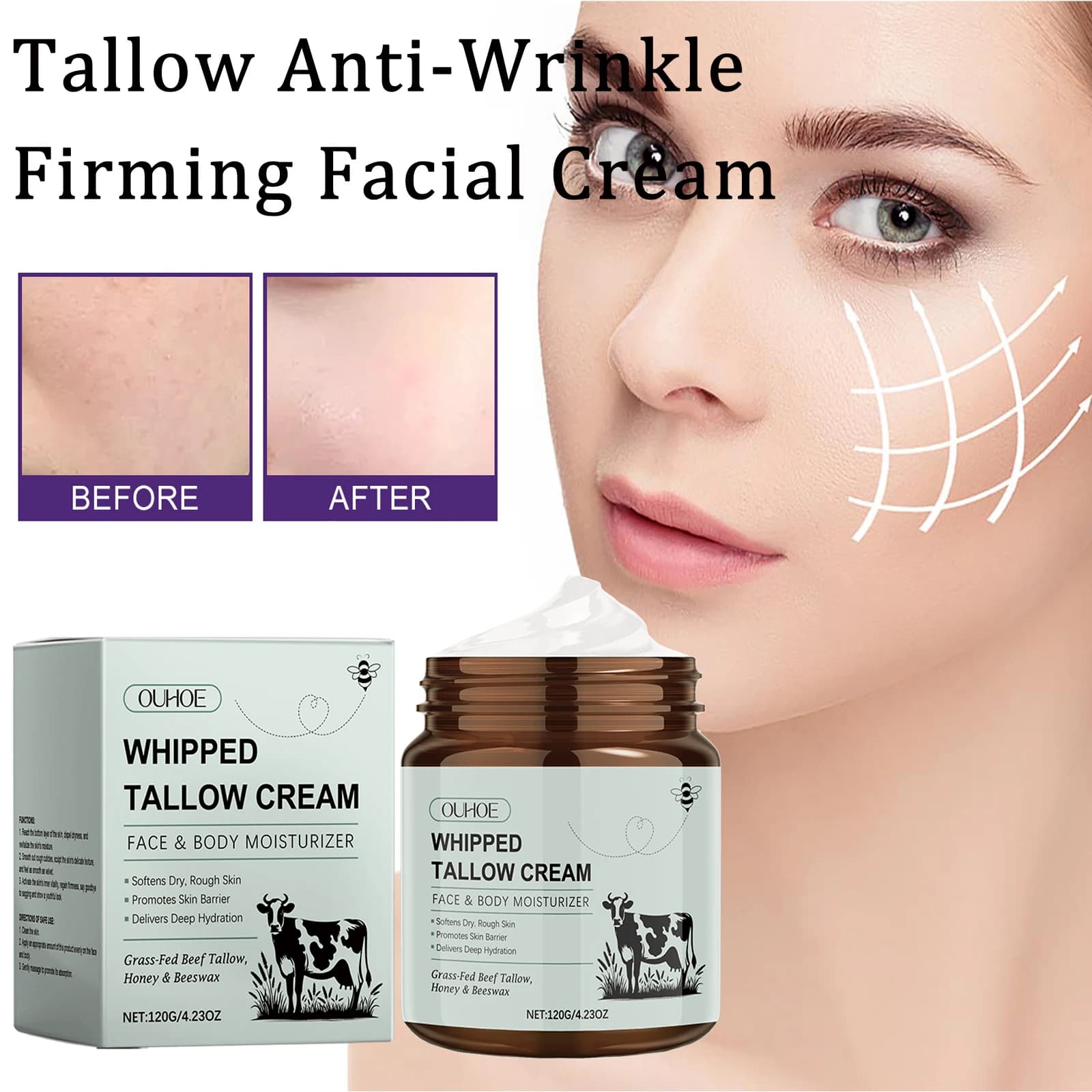 Tallow Balm Mounted Remove wrinkles Thin Lines Anti Aging Illumina Improves Drying Nutrition Moisturizing Face Cream