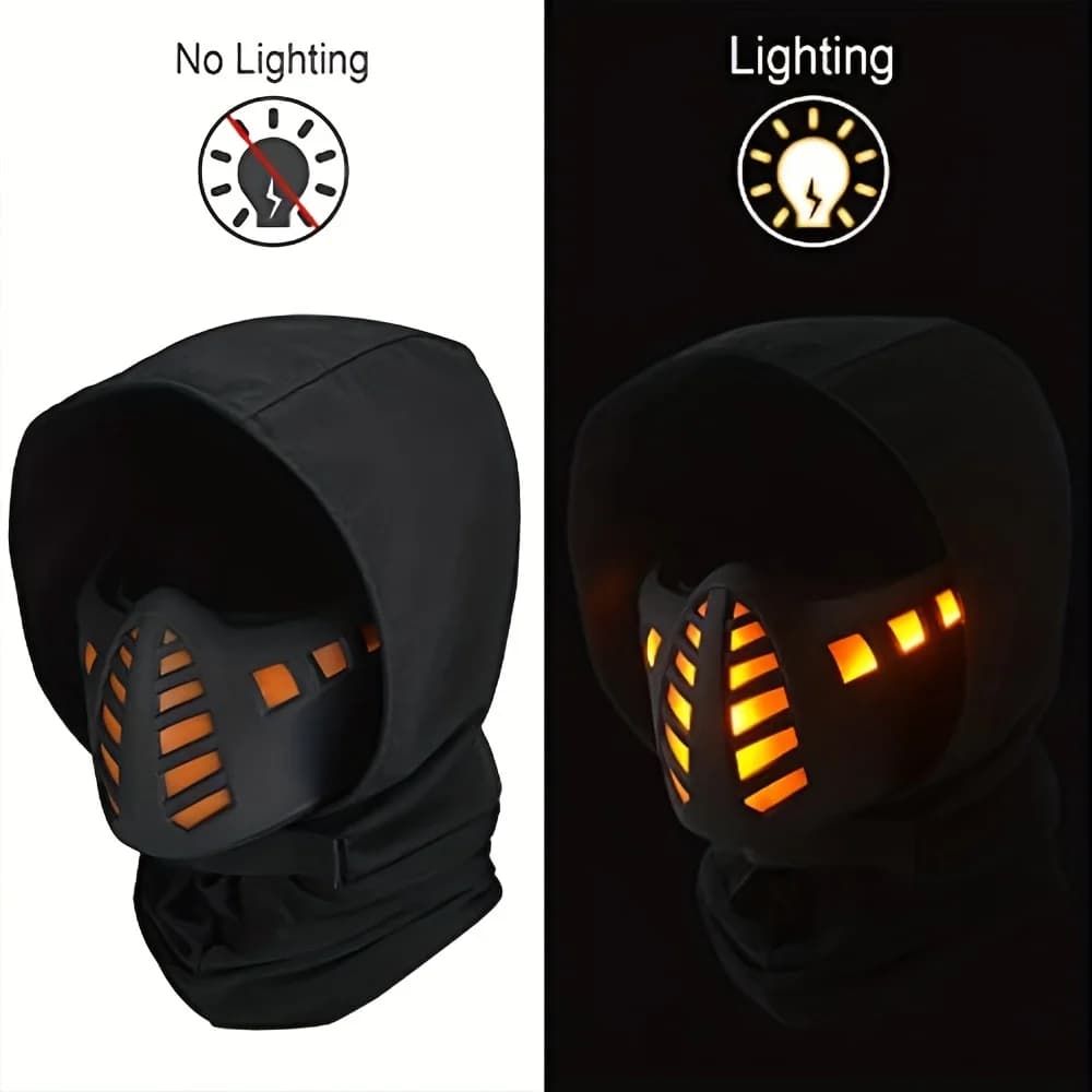 Outdoor Illuminated Tactics Mask Mechanical Sci-fi Gear Cool Cosplay Halloween Mask, Airsoft Paintball Half Face Protection Mask