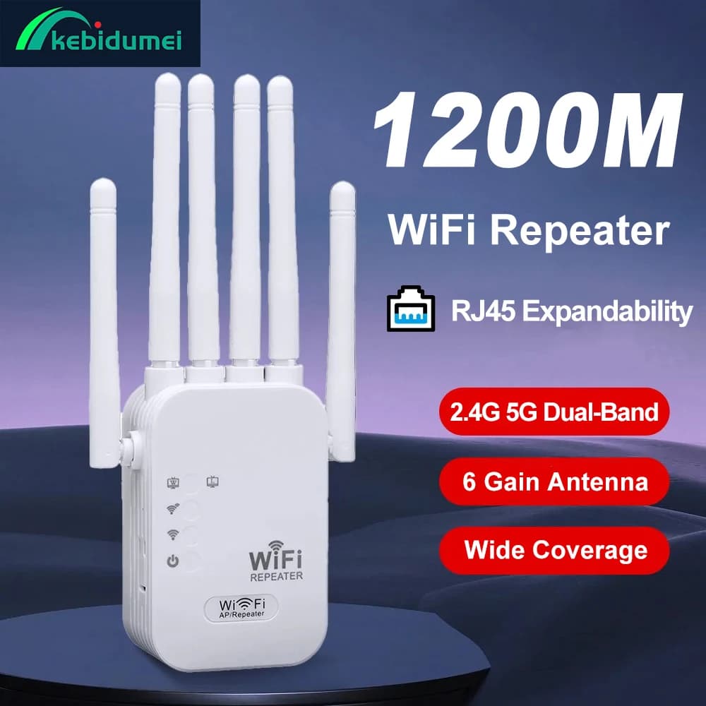 Kebidumei 1200Mbps Wireless WiFi repeater Extender 2.4G signal repeater 5G Dual-band network 802.11ac WiFi amplifier router