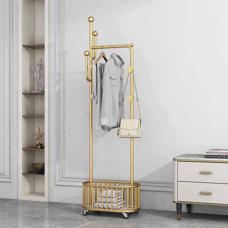 Nuovo stile cinese rotolamento camera da letto porta abiti da pavimento mobile appendiabiti ingresso portaoggetti vestiti organizzatore gancio rack