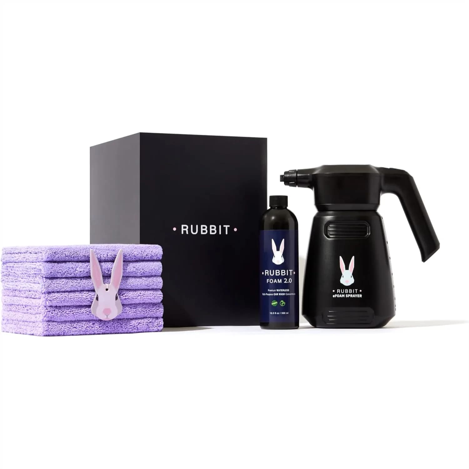 Kit Lavaggio Auto Senza Acqua, Spruzzatore Elettrico Ricaricabile, Soluzione Schiuma 2.0, 6 Panni in Microfibra e Deodorante per Auto, Set 9 Pezzi