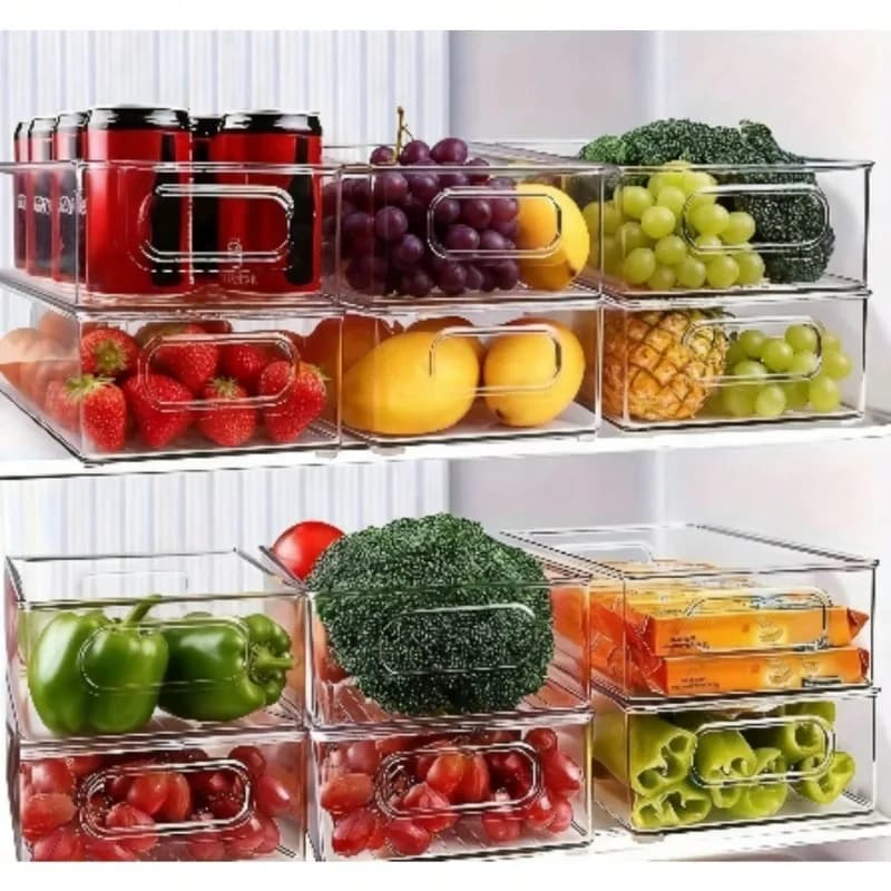 6-Piece Bottles,Jars & Boxes Plastic Fruit Storage Set, Stackable, Food Storage Box, Cabinet, Refrigerator, Utility Room Classification Storage Box