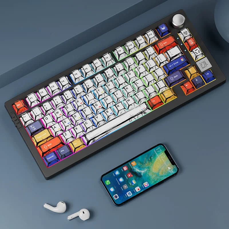 Keycaps Trasparenti in Stile Fumetto Misto, Altezza Originale, 136 Tasti, Classici e Semplici per Tastiera Meccanica