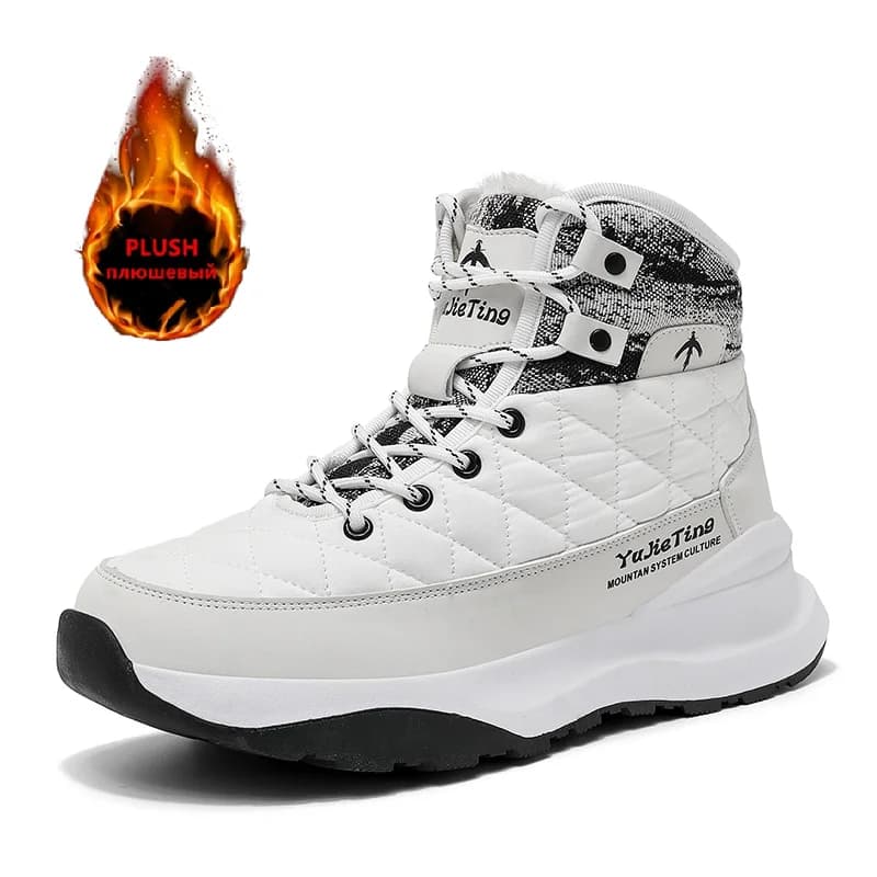 Winter Men's Snow Boots Warm Plush Anti Slip Outdoor Hiking Boots Women's Mid Length Boots Couple Sports Shoes Boots Size 36-47