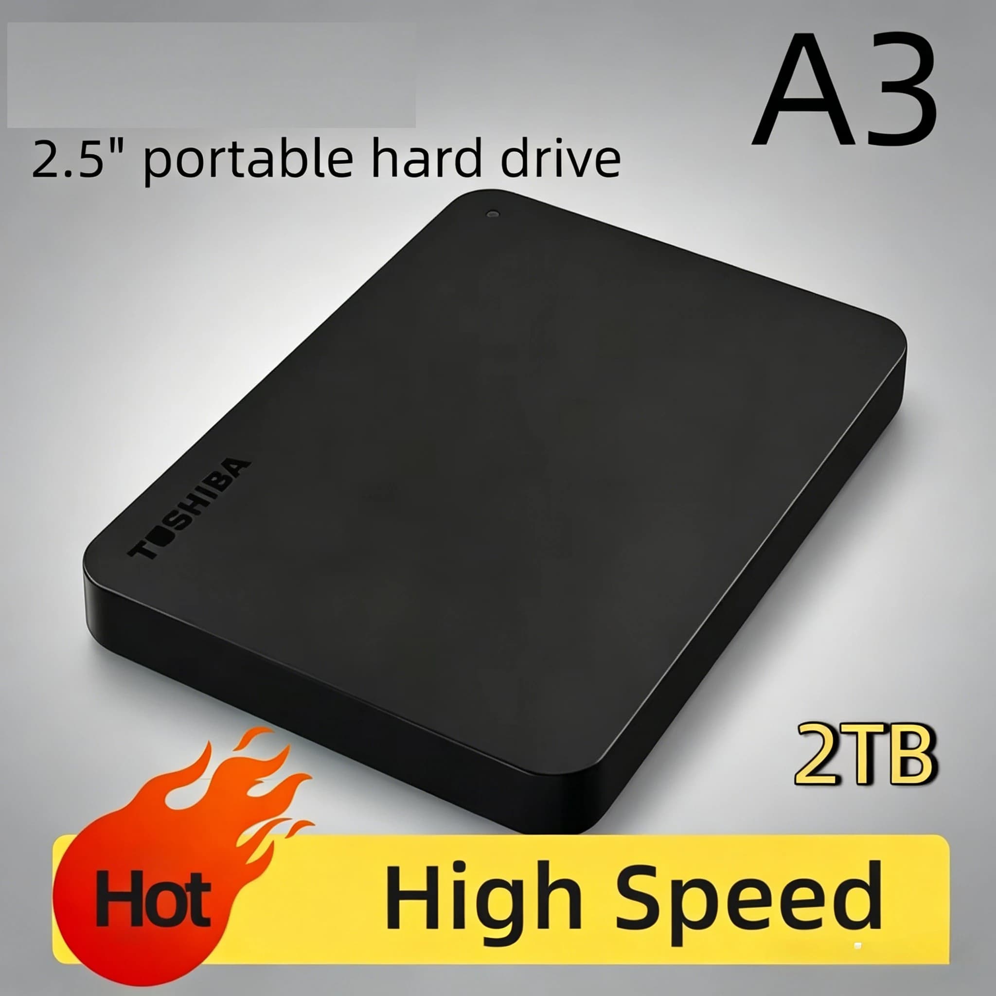 NUOVO Disco Rigido Esterno Portatile Toshiba Canvio Basics A3 USB3.0 ad Alta Velocità 500GB 1TB 2TB Nero