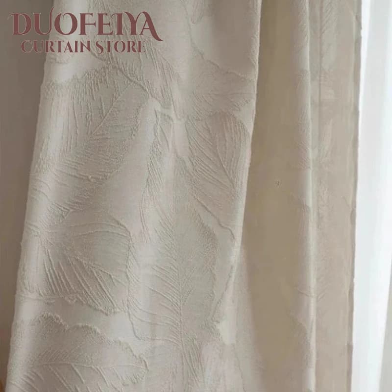 Tende moderne e leggere di lusso ispessite trasparenti impermeabili in rilievo con foglie grandi per la decorazione della camera da letto della sala da pranzo