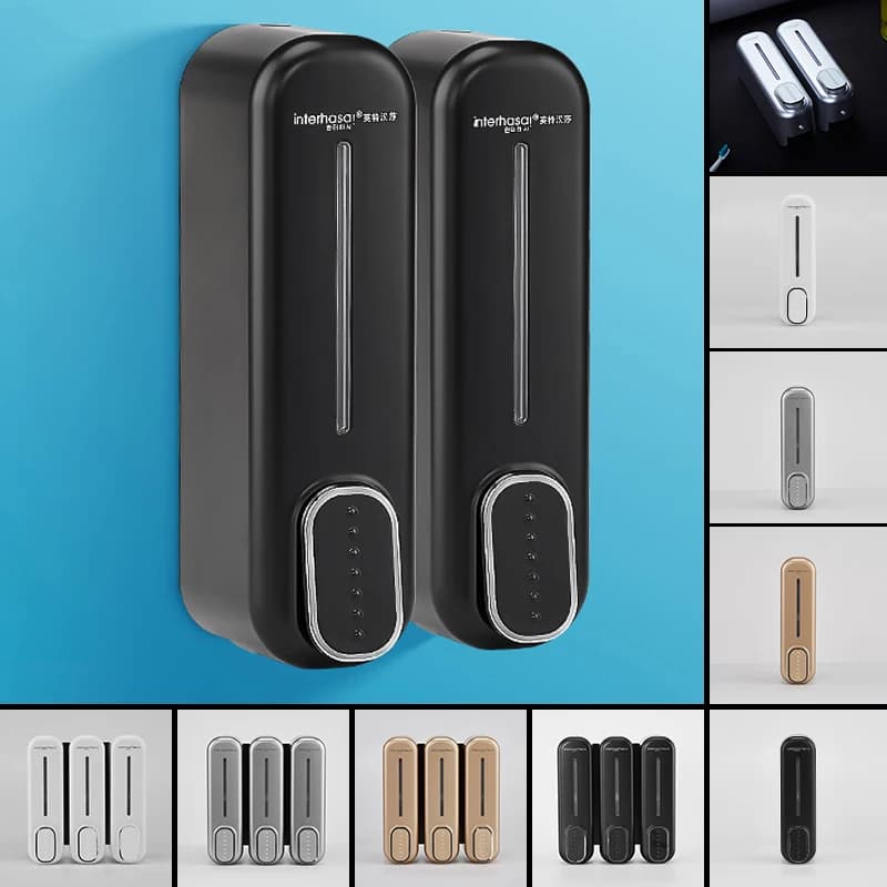 Scatola per bottiglie di gel doccia manuale a doppia testa montata a parete per bagno dell'hotel per dispenser di sapone e dispenser di disinfettante per le mani