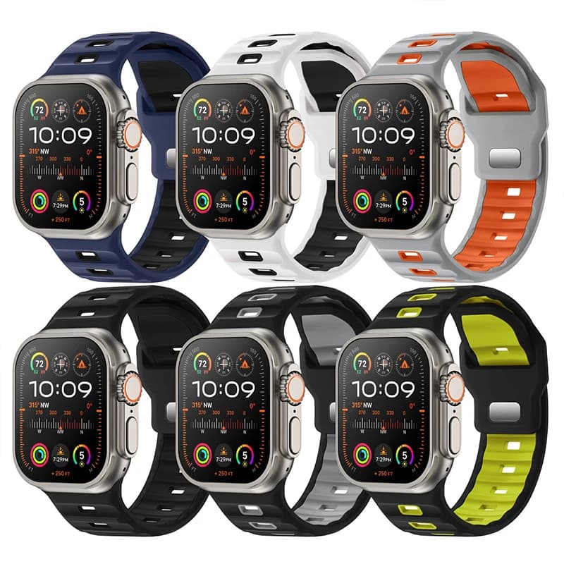 Cinturino sportivo per Apple Watch Ultra 2 cinturino 49mm 45mm 40mm 44mm 42mm 41mm 44 46mm braccialetto in silicone iWatch serie 9 8 7 6 SE 5 4 10