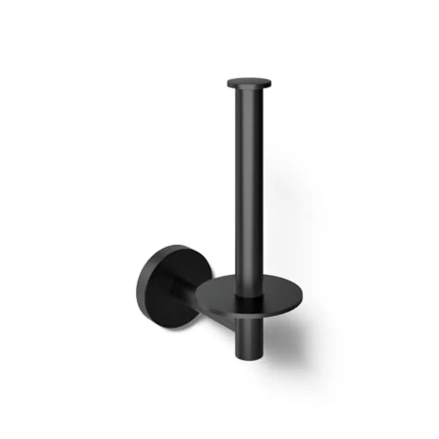 Portarotolo Verticale Elate per Bagno in Acciaio Inox Spazzolato Nero, Design Salvaspazio, Durevole e Resistente alla Ruggine