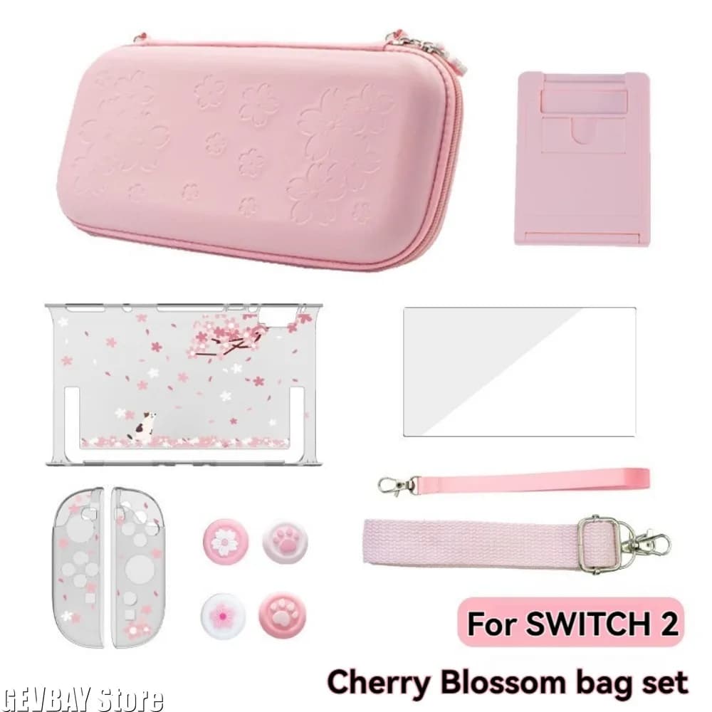 PU Sakura Pink Shell Portable Carrying Bag for Switch OLED PU Waterproof Pouch Case Storage Traveling Cover Box ForSwitch