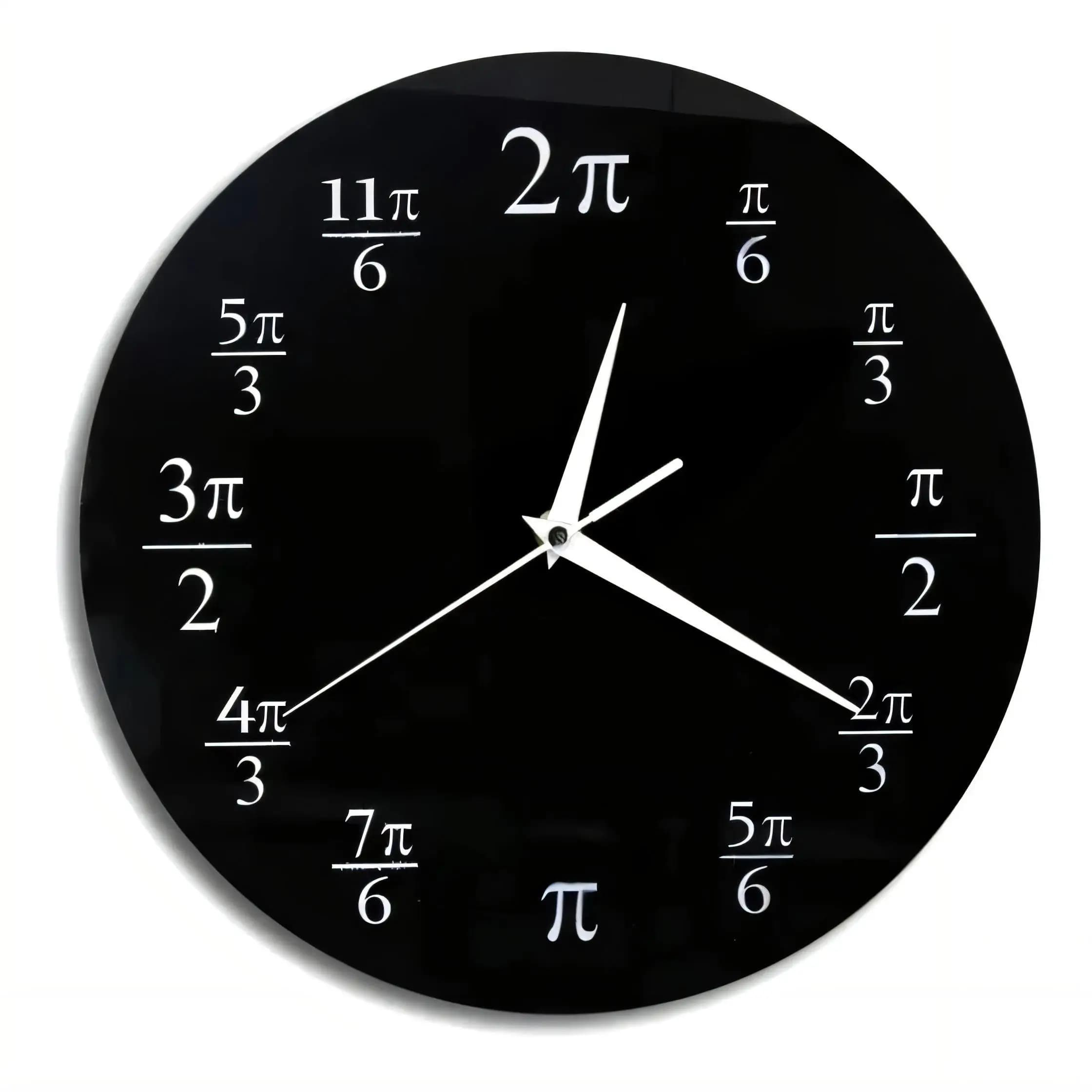 Math Pi Radian Wall Clock Silent Non Ticking Battery Operated Educational Decor for Classroom Office