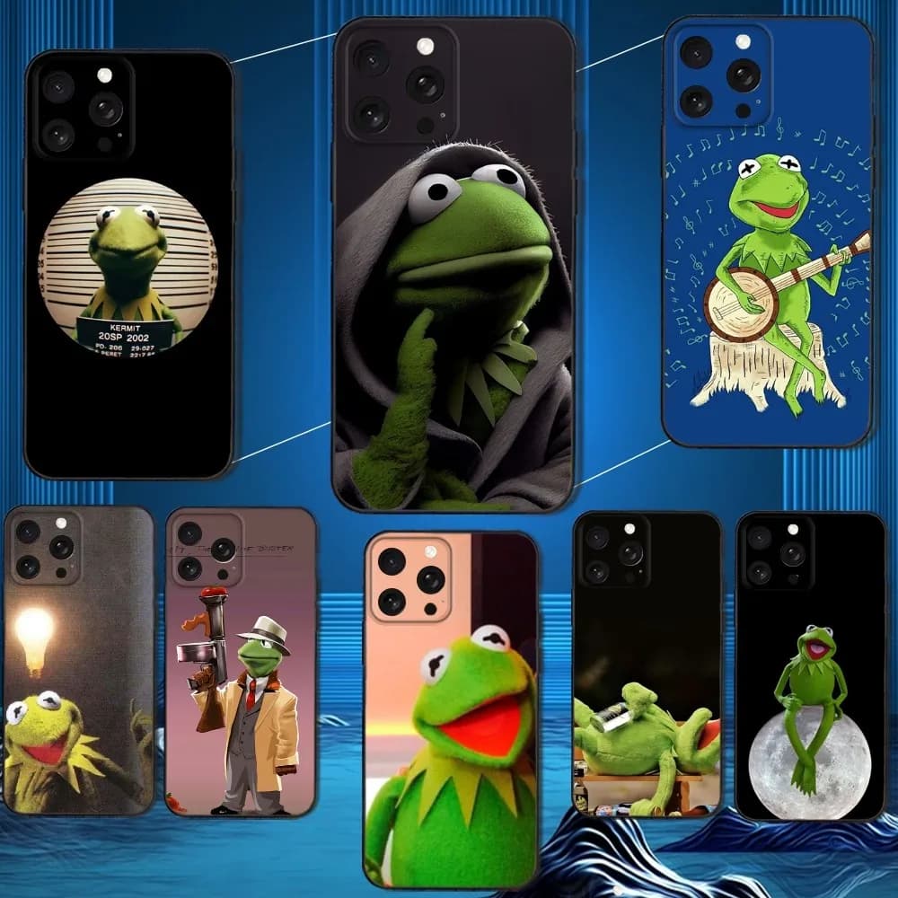 Phone Case K-Kermit the fag for iPhone 16,15,14,13,12,11 Plus,Pro Max, XS, X, XR, SE, Mini, 8.7, Soft Silicone Cover Black