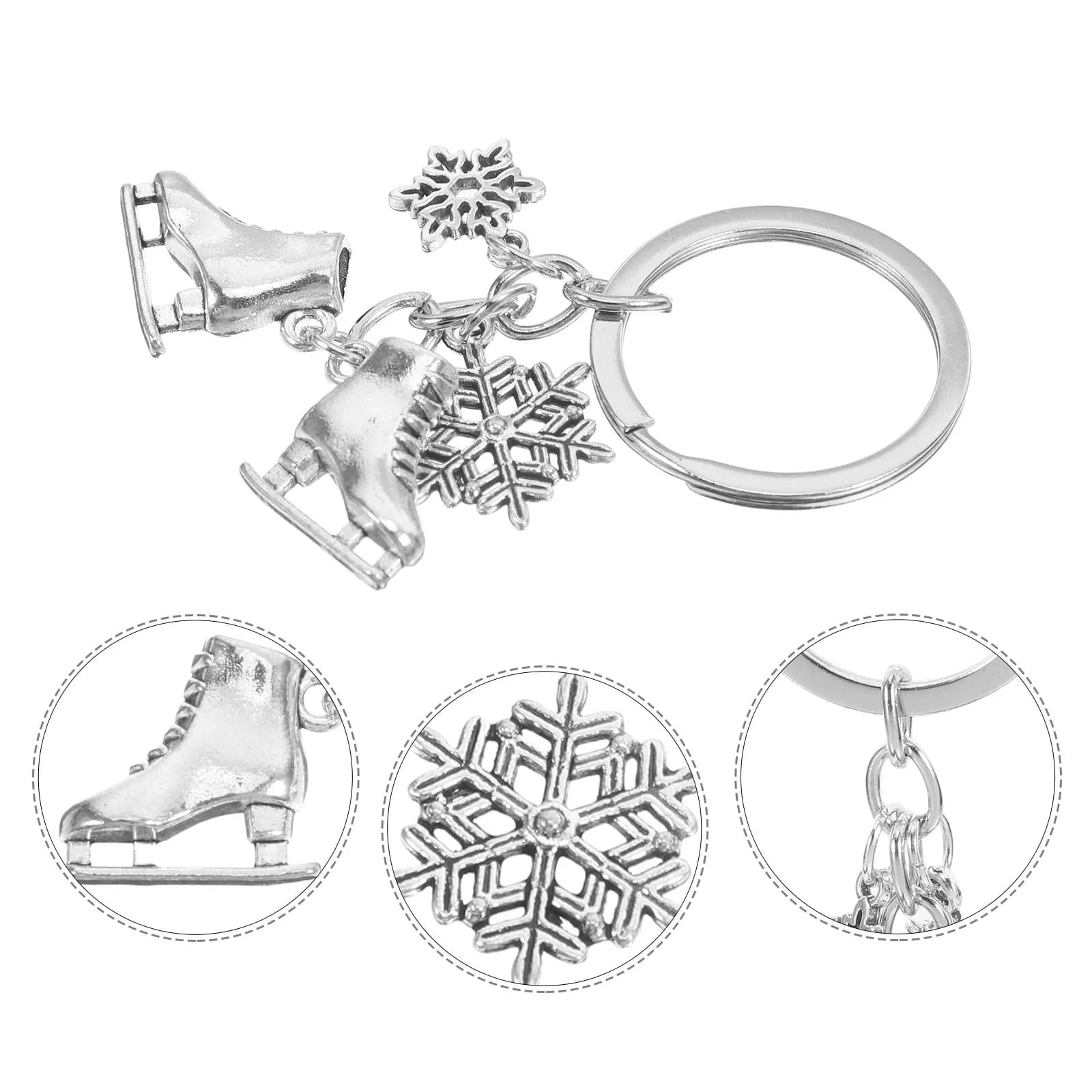 Portachiavi a Forma di Fiocco di Neve, Accessorio di Moda per Pattinaggio, Ciondolo Leggero per Zaino, Regalo per Amanti dello Sport Invernale, Gadget per Feste