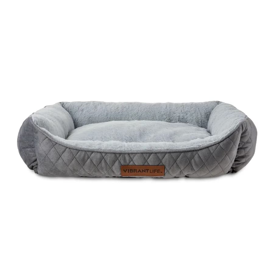 Quilted Cuddler Pet Bed for Small to Medium Dogs and Cats Plush Orthopedic Comfort with Bolster Support 26 x 20