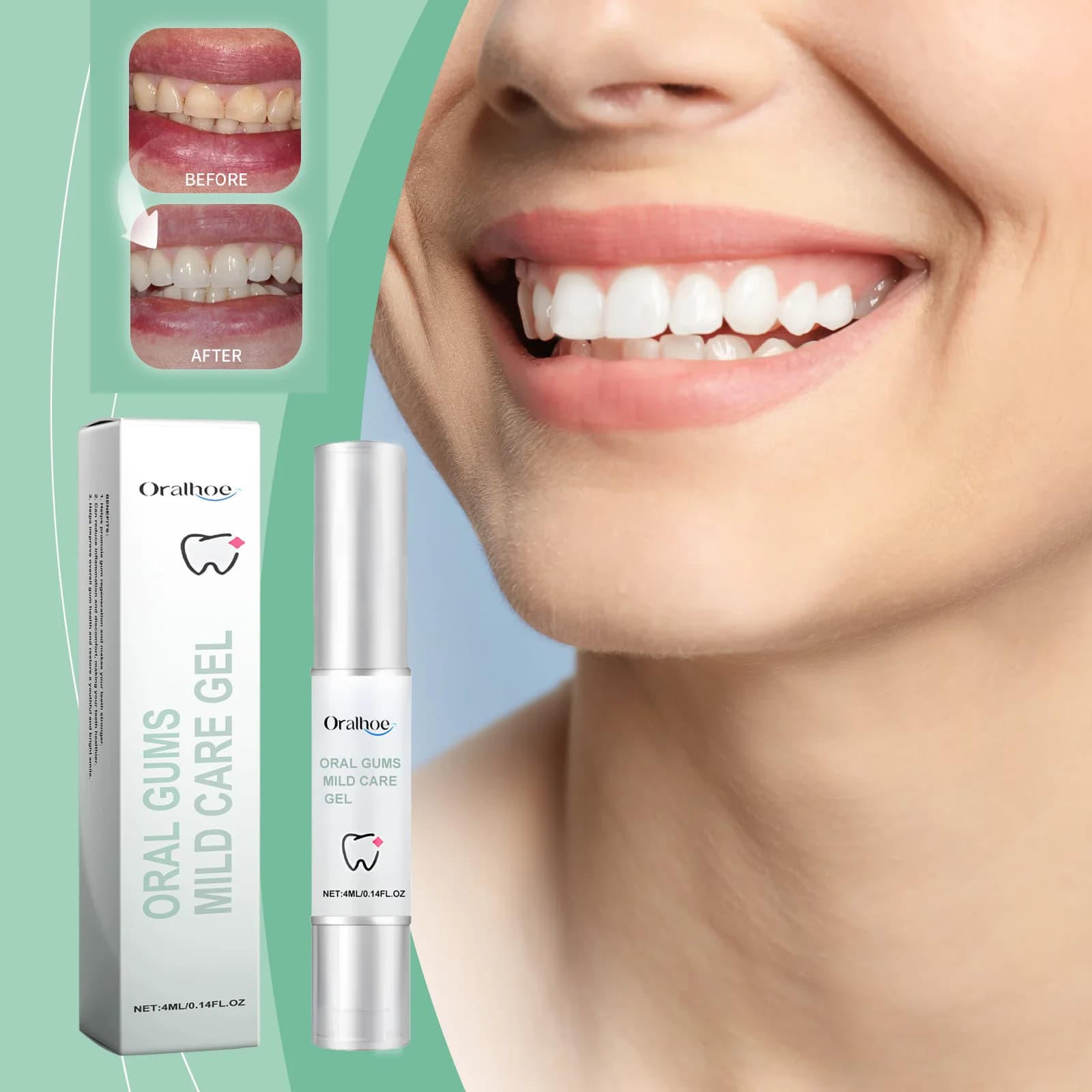 Gel Repairer for Damaged Gengives, Relieve Pain, Deep Cleaning, Remove Macchie and Tartarus, Silent Against Charies