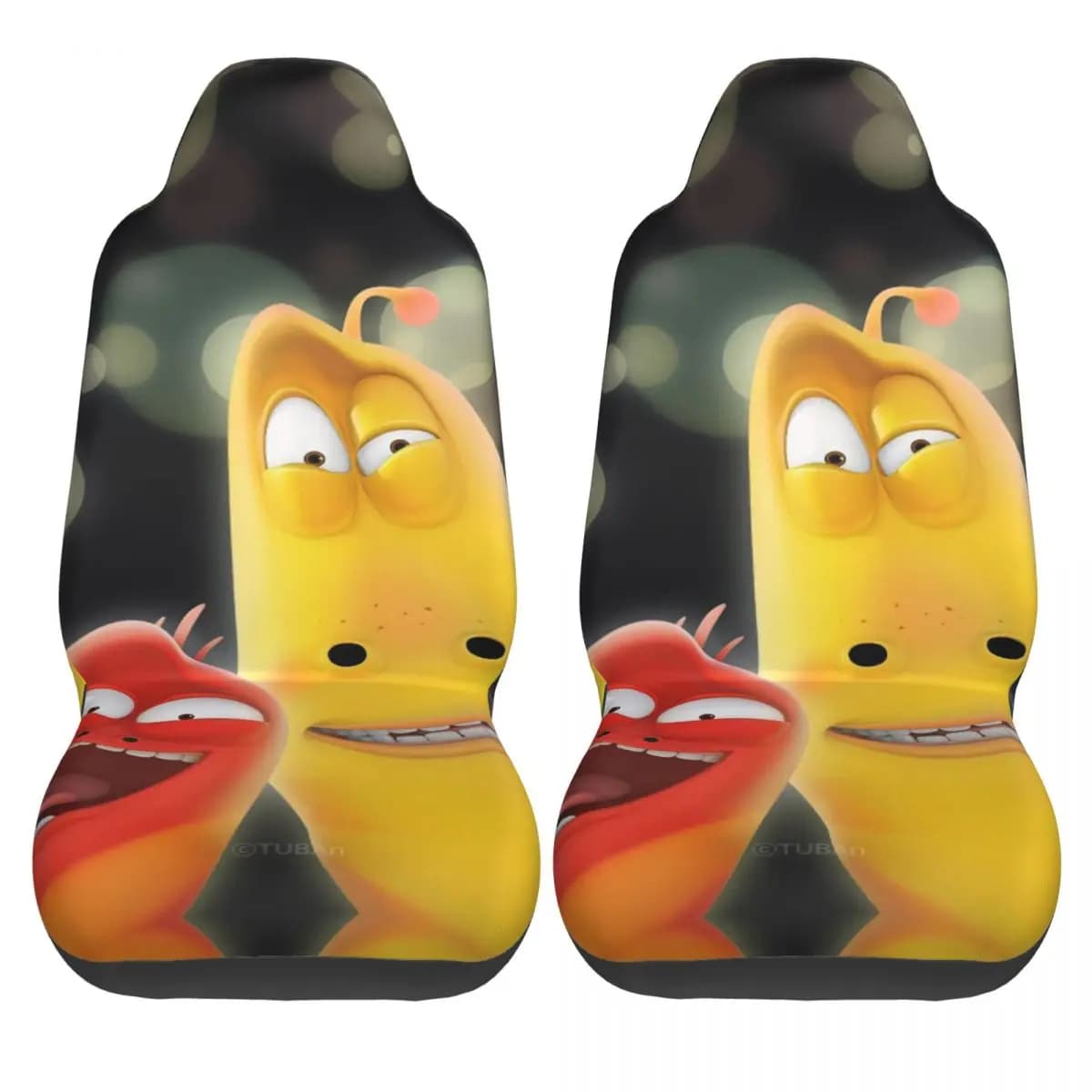 Car Seat Covers in Polyester with Larva Cartoon Printing, Washables, Two Pieces, Vintage Style