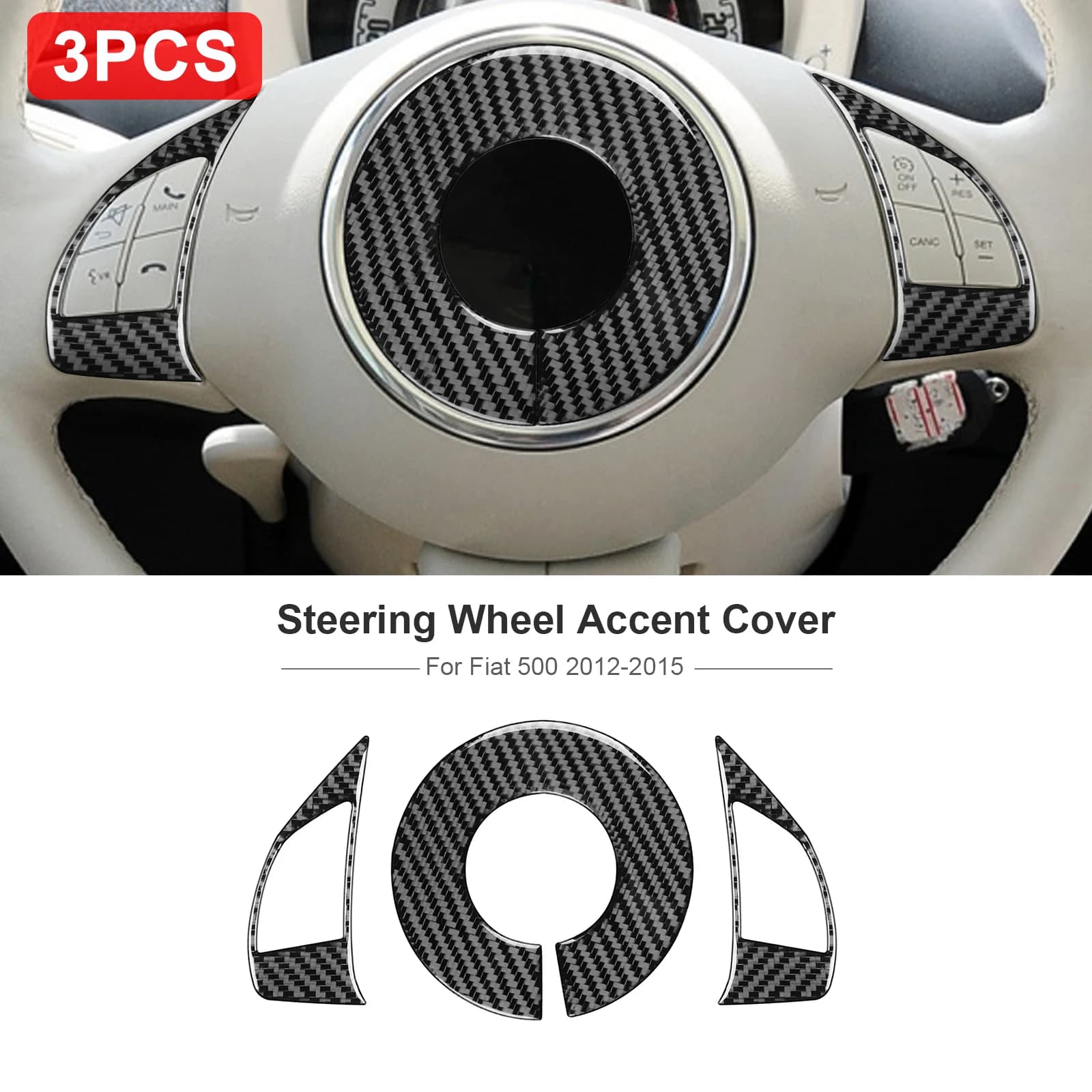 Volante Accento Copertura Trim Vendita Calda In Fibra di Carbonio Decorazione Interni Trim Accessori Per Fiat 500 2012-15