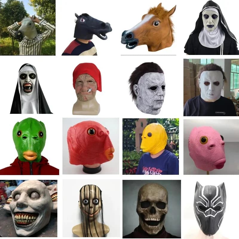 Halloween Cosplay Funny Animal Copricapo Fish Head Masques Dogs Asino Horse Head Scary Prop Carnival Terror Mask Mascara De Lattice