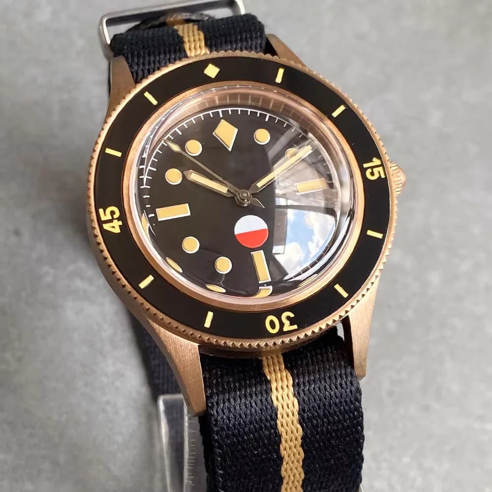 Tandorio NH35A Orologio automatico da uomo Fifty Fathoms CUSN8 Bronzo reale PT5000 Orologio subacqueo 20BAR Impermeabile Bubble Sapphire 40mm