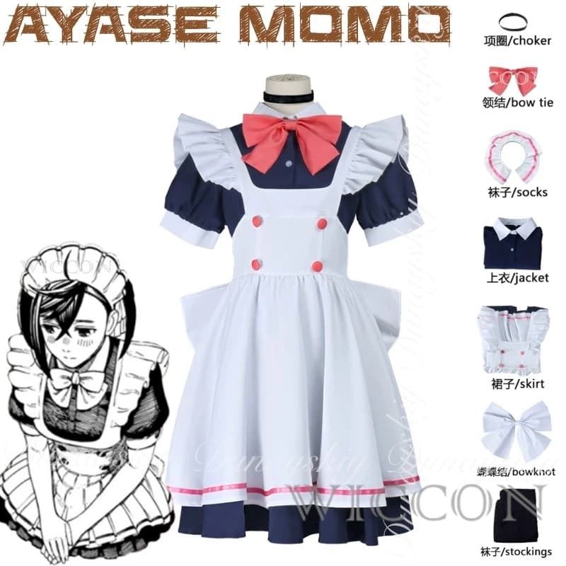 DAN DA DAN Ayase Momo Cosplay Spice Girl Studente delle scuole superiori Parrucca marrone Abito bianco nero Tutti i set
