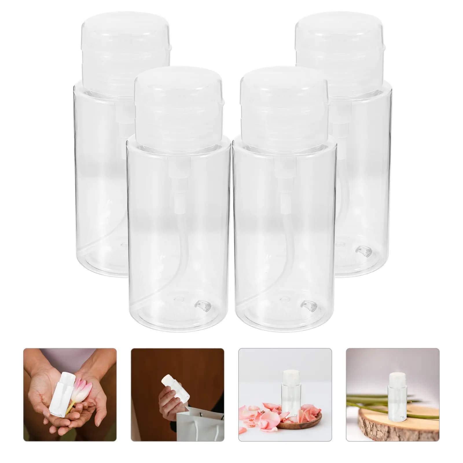 Set di 4 Dispenser Premium per Liquidi, Ideali per Smalto, Tonico, Alcol, Struccante, Flaconi Vuoti per Cosmetici e Cura della Pelle, da Viaggio