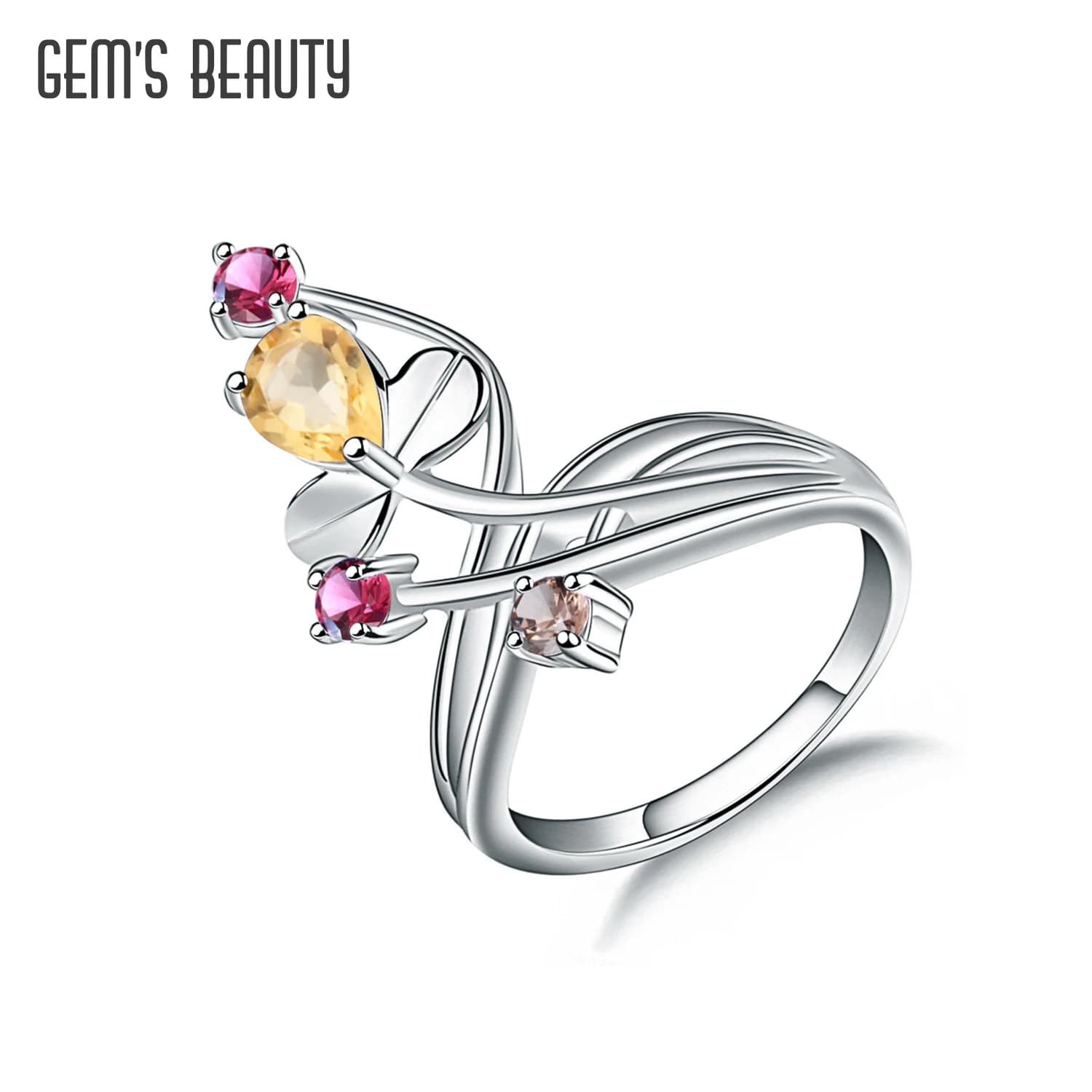 GEM'S BEAUTY Sterling Silver Ring 925 Authentic Jewelry Ring Green Agate Natural Luxury Jewelry Accessories