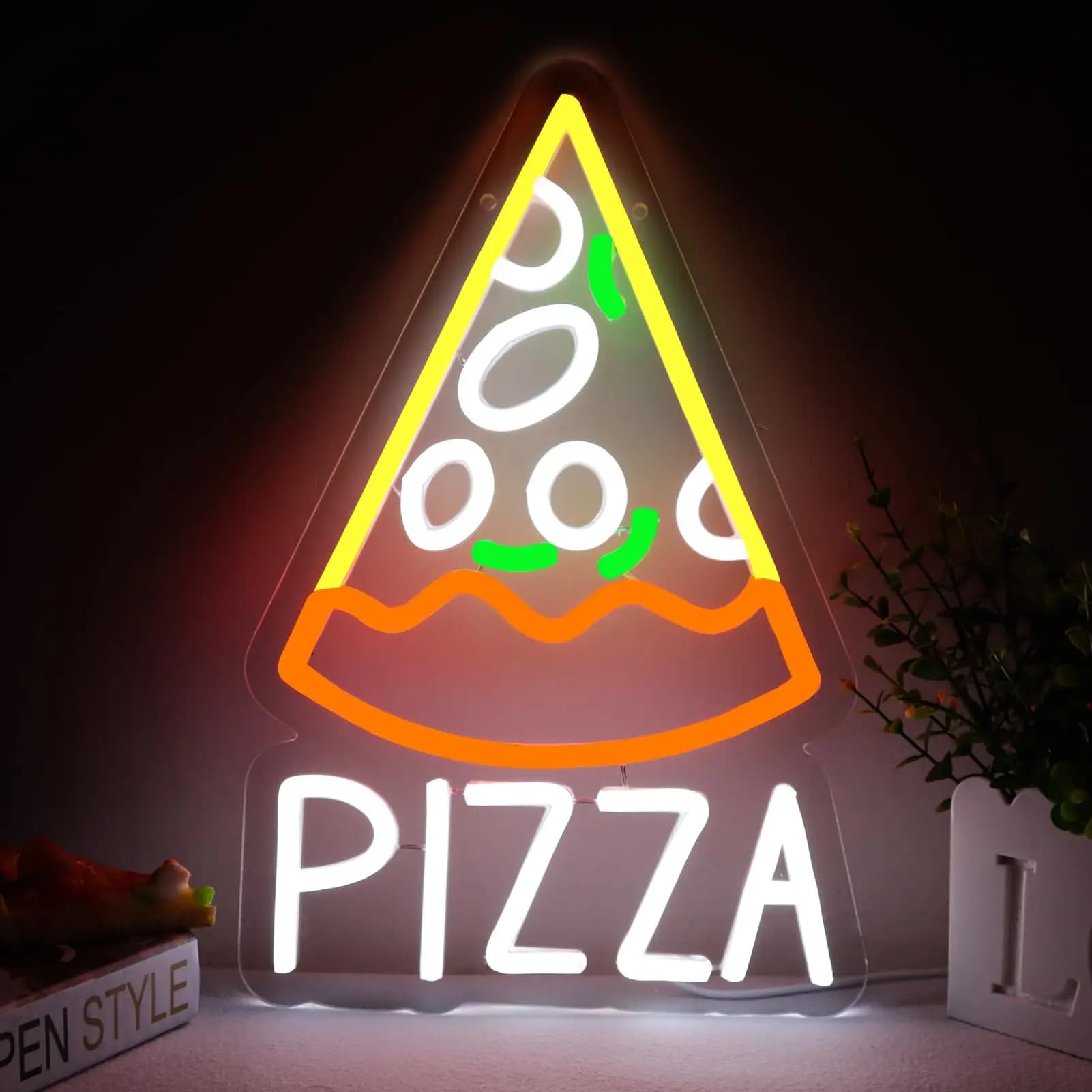 Insegna al neon per pizza per pizzeria Decorazioni aziendali Insegna al neon a forma di pizza Luce al neon a LED per pizza per ristorante Cucina Negozio Regalo per feste