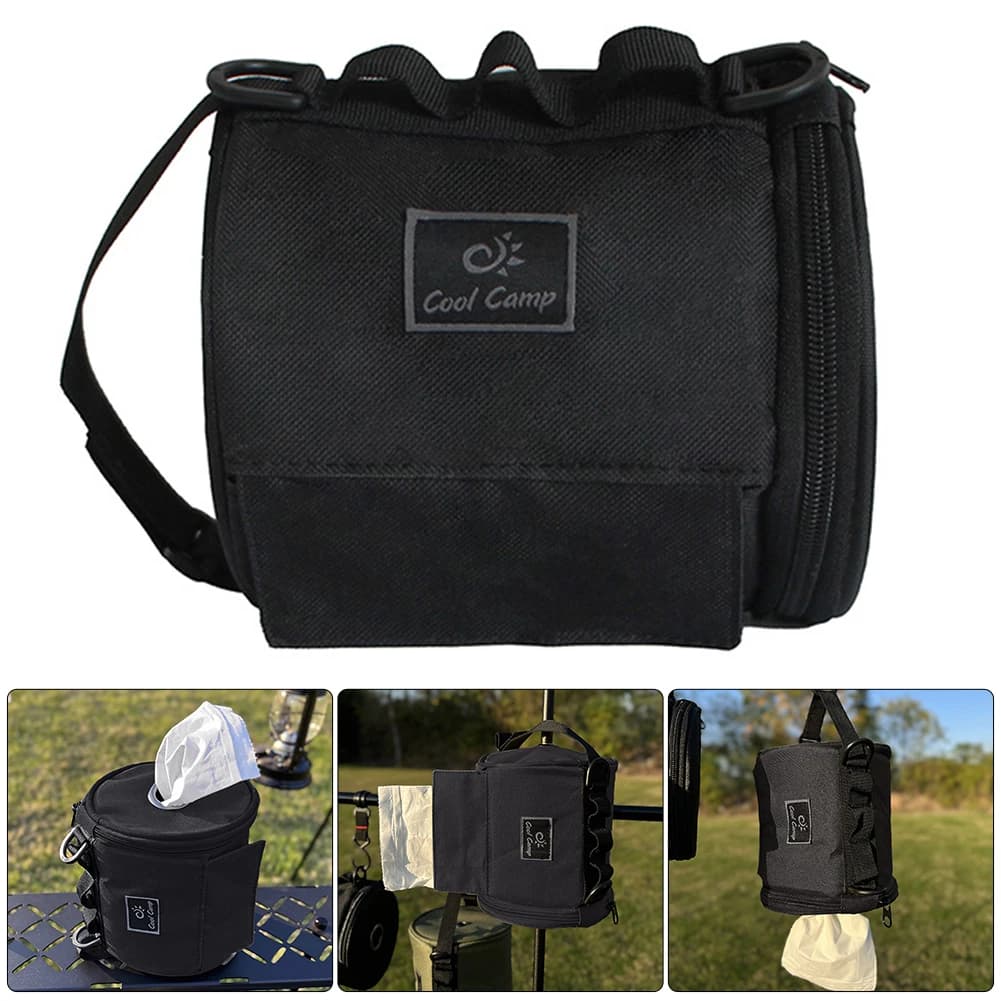 Outdoor Camping Tissue Case with Hook Hanging Napkin Holder Toilet Paper Storage Box for Picnic Hiking Camping