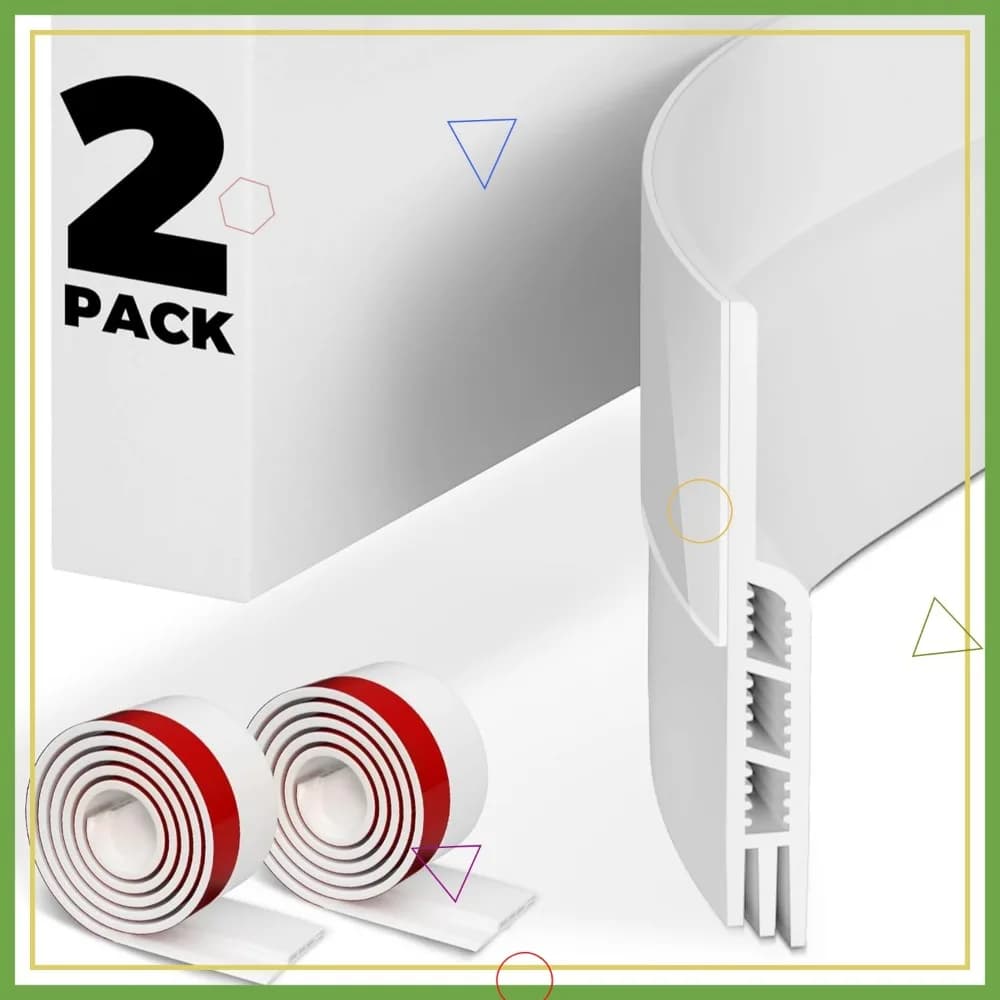 Set di 2 Guarnizioni per Porta, Isolante Sottoporta, Adesivo Forte per Isolamento Acustico e Termico, Bianco